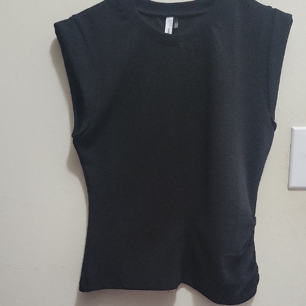 New York & Company Blue Muscle Tee Fitted Blouse